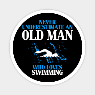 old man who love swimming Magnet